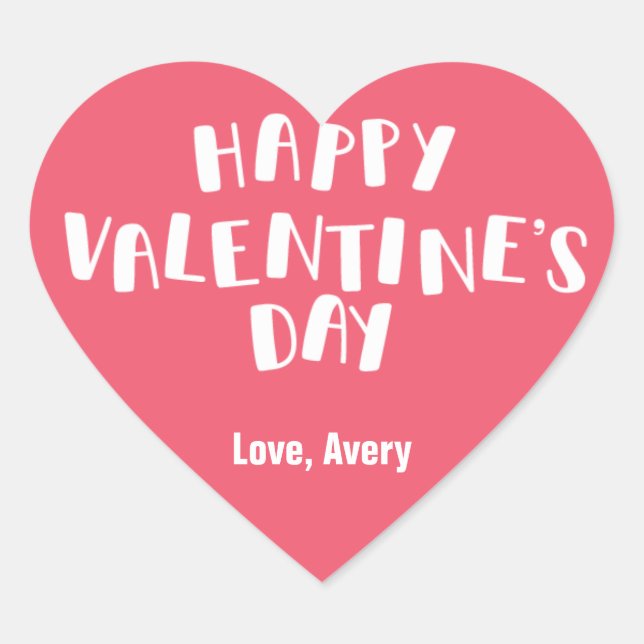 Adesivo Coração Dia do Namorados Feliz Rosa (Frente)