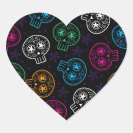 Adesivo Coração Dia dos Padrões de Açúcar da Calaverita Morta