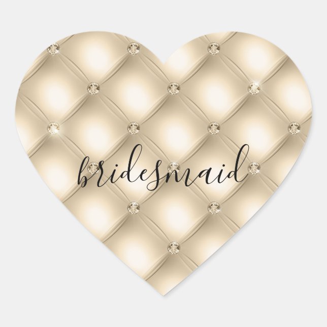 Adesivo Coração Diamante Champanhe Creme Glam (Frente)