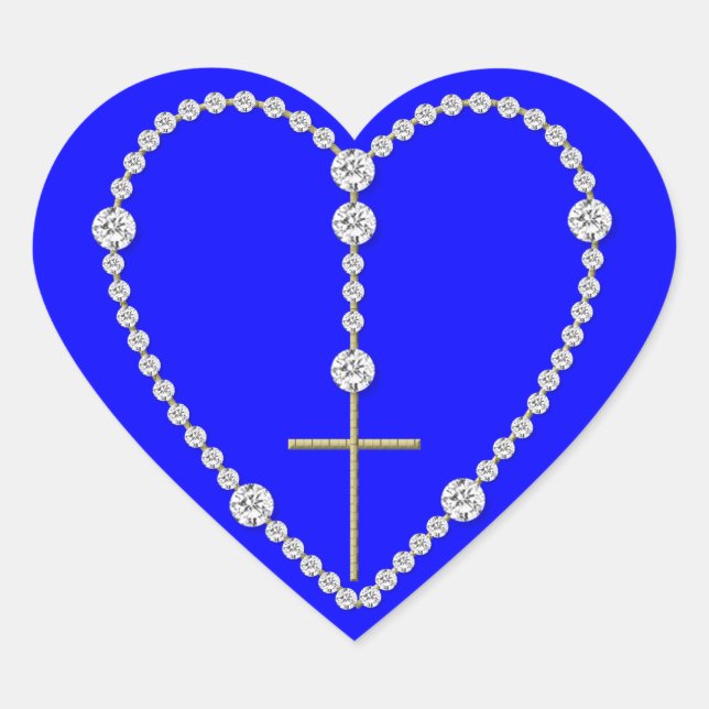 Adesivo Coração Diamond Rosary - Ave Maria Cheio de Graça (Frente)