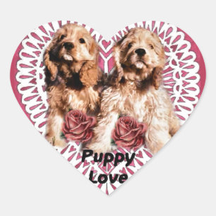Adesivo Coração Dias de os namorados do Cocker Spaniel Puppies