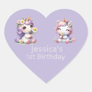 Adesivo Coração Dinossauros Bonitos Púrpura