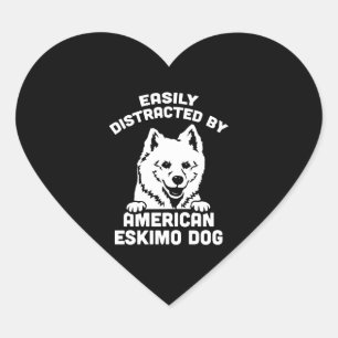 Adesivo Coração Distraído Facilmente Por Cães Eskimo Americanos