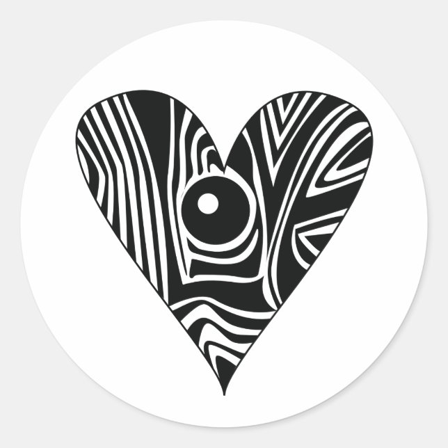 Adesivo Coração do AMOR Negro e Branco (Frente)