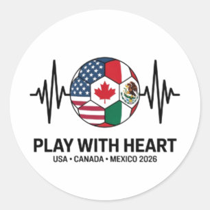 Adesivo Coração do Futebol EUA Canadá México 2026