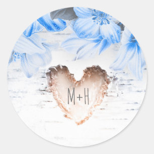 Adesivo Coração do latido de vidoeiro e casamento rústi