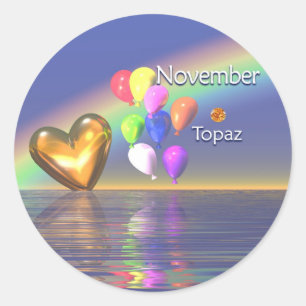 Adesivo Coração do topázio do aniversário de novembro