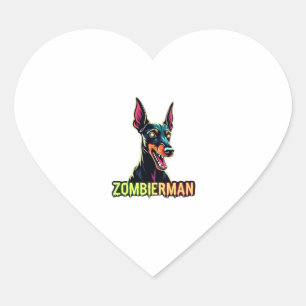 Adesivo Coração Doberman Dobie Doby Dobermann Zombie Dog Halloween