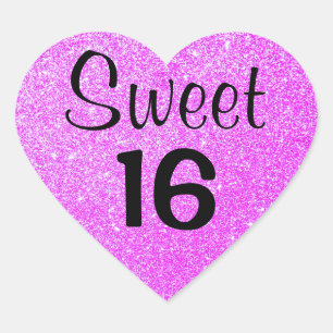 Adesivo Coração Doce 16 Dezesseis Brilhos Pretos e Roxos