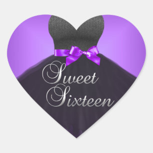 Adesivo Coração Doce 16 Dezesseis Vestido Roxo