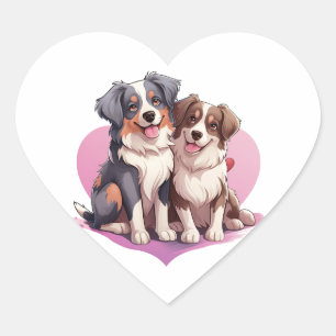 Adesivo Coração Doce Casal Cavalier Spaniel no Coração