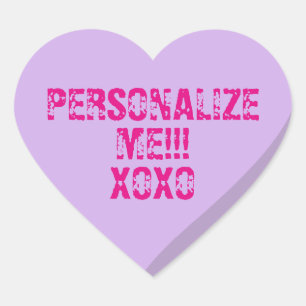 Adesivo Coração Doces de Mensagem Personalizados Roxos