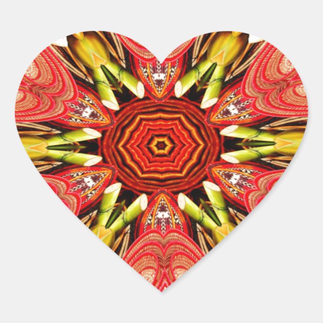 Adesivo Coração Doodle Floral Art Impressão (Frente)