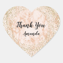 Adesivo Coração Dourada Rosa Glitter Girly Blush Lux Heart Obrigad