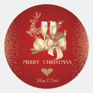 Adesivo Coração Dourado,Bola de Natal Aquarela,Rena