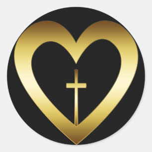 ADESIVO CORAÇÃO DOURADO E CRUZ