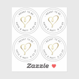 Adesivo Coração Dourado Elegante Significa Casamento