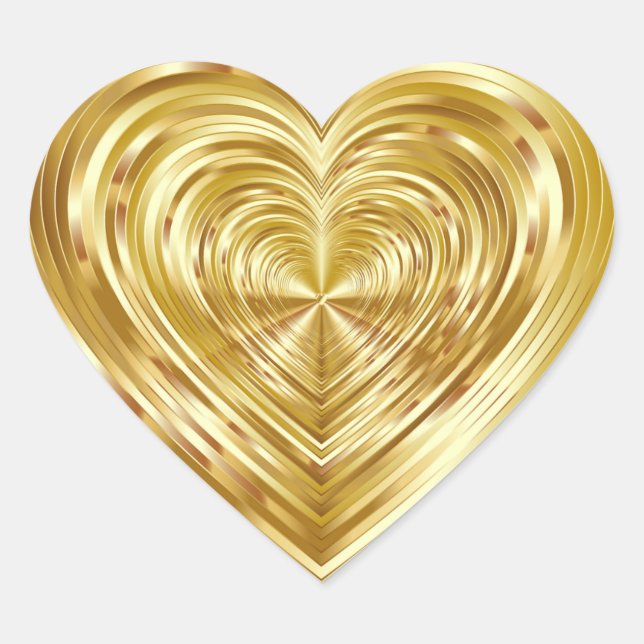 Adesivo Coração DOURADO Faux Foil Heart Stickers (Frente)