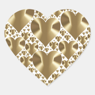 Adesivo Coração DOURADO Faux Foil Heart Stickers