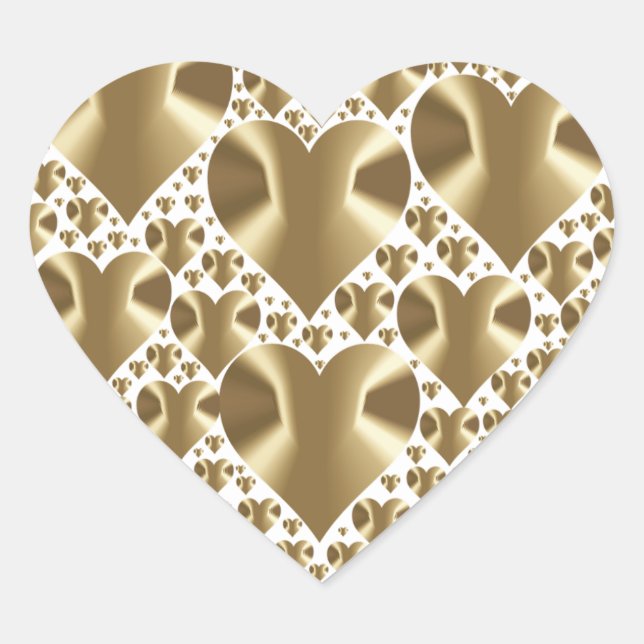 Adesivo Coração DOURADO Faux Foil Heart Stickers (Frente)