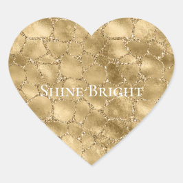 Adesivo Coração Dourado Glam Glitter Giraffe Impressão