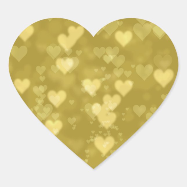 Adesivo Coração Dourado Hearts Bokeh (Frente)