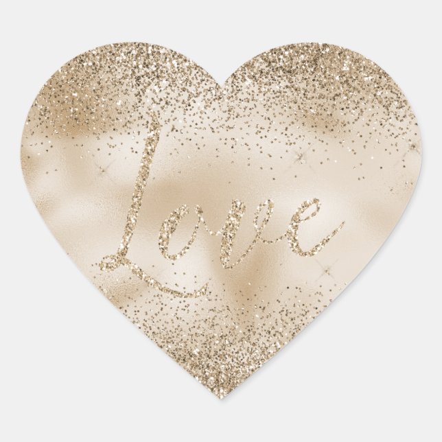 Adesivo Coração Dourado Luxe Glitter Love (Frente)