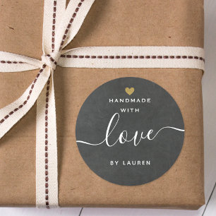 Adesivo Coração Dourado moderno feito à mão com amor por