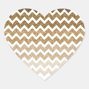 Adesivo Coração Dourado Mole Glitter Chevron Ombre