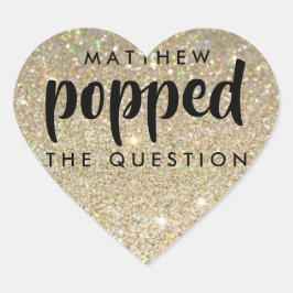 Adesivo Coração Dourado negro, ele fez a pergunta