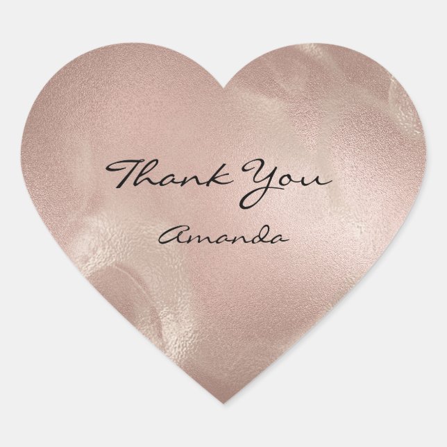 Adesivo Coração Dourado Rosa Skin Beauty Name Bridal Heart Obrigad (Frente)