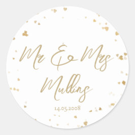 Adesivo Coração Dourado “Sr & Sra” Casamento