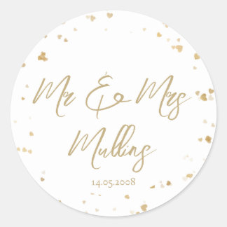 Adesivo Coração Dourado “Sr & Sra” Casamento