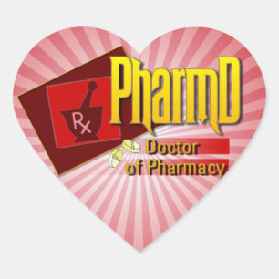 Adesivo Coração Doutor de PharmD do LOGOTIPO da farmácia