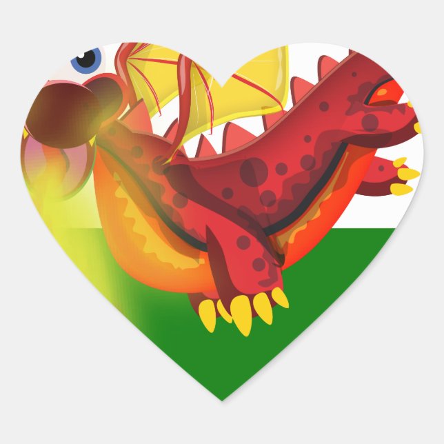 Adesivo Coração Dragão galês (Frente)