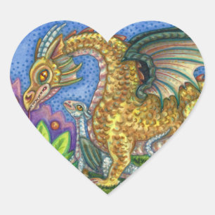 ADESIVO CORAÇÃO DRAGÃO MEDIEVAL E JARDIM DE ARTE PASTA COLORIDO