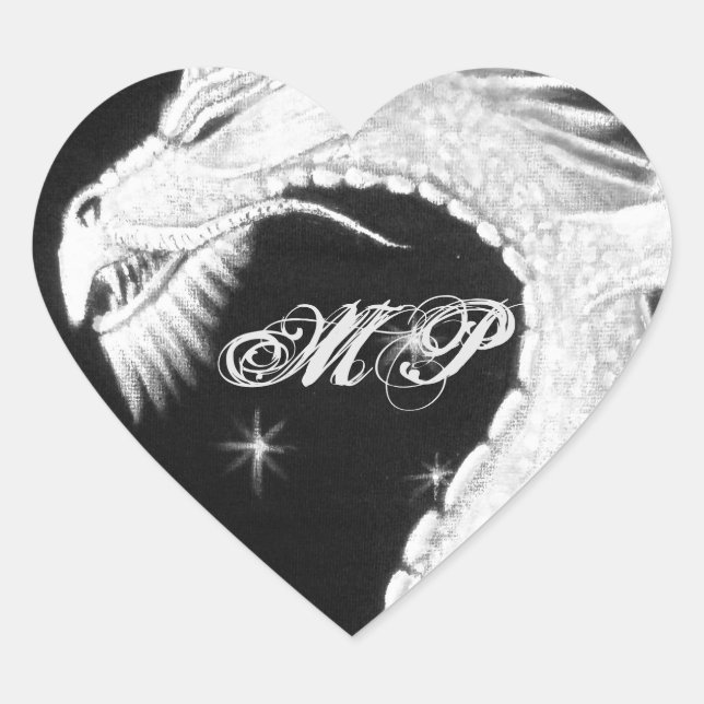 Adesivo Coração Dragão na Pintura Noturna (Frente)