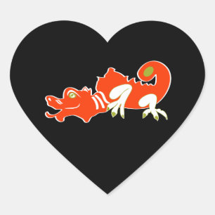 Adesivo Coração Dragão vermelho