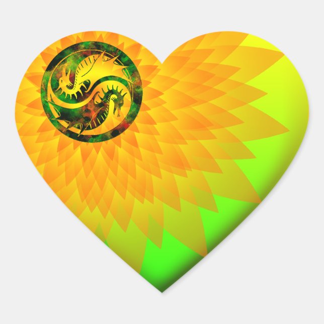 Adesivo Coração Dragon Yin Yang (Frente)