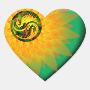 Adesivo Coração Dragon Yin Yang