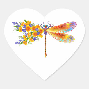Adesivo Coração Dragonfly Amarelo
