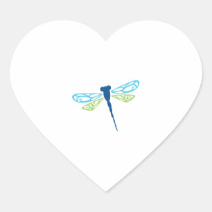 Adesivo Coração Dragonfly Azul & Verde