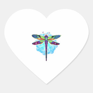 Adesivo Coração Dragonfly Magia Colorida Mandala