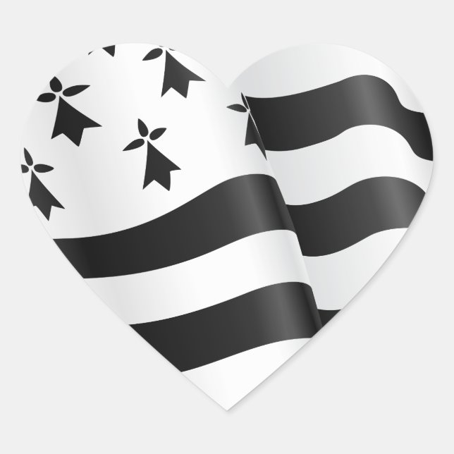 Adesivo Coração Drapeau breton (bandeira bretão) (Frente)