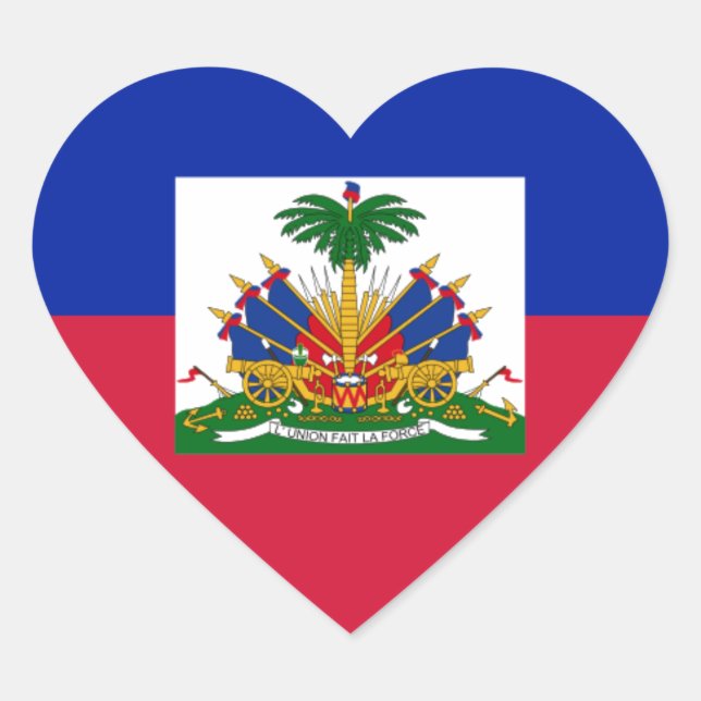 Adesivo Coração Drapeau d'Haïti - Bandeira do Haiti (Frente)
