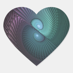 Adesivo Coração Duas Espirais Coloridas Arte Fractal Abstrata Mode