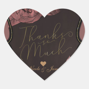 Adesivo Coração Dusty Pink Vintage Rosa, Casamento Elegante Dourad