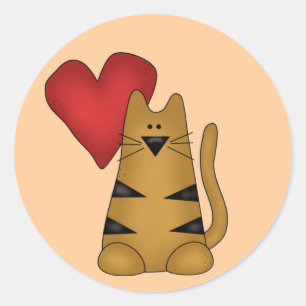Adesivo Coração e camiseta e presentes listrados do gato