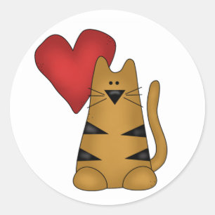 Adesivo Coração e gato listrado
