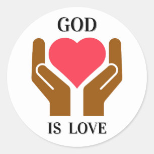 Adesivo Coração e Mãos Cristãs Deus é Amor